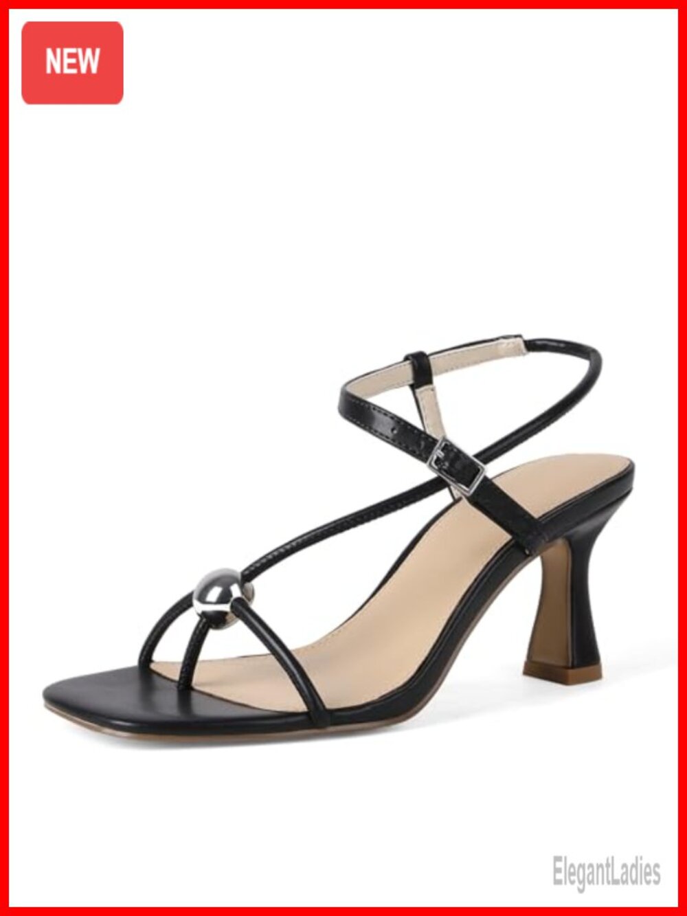 Kitten Heel Sandals Square Open Toe Slingback Ankle Strap
